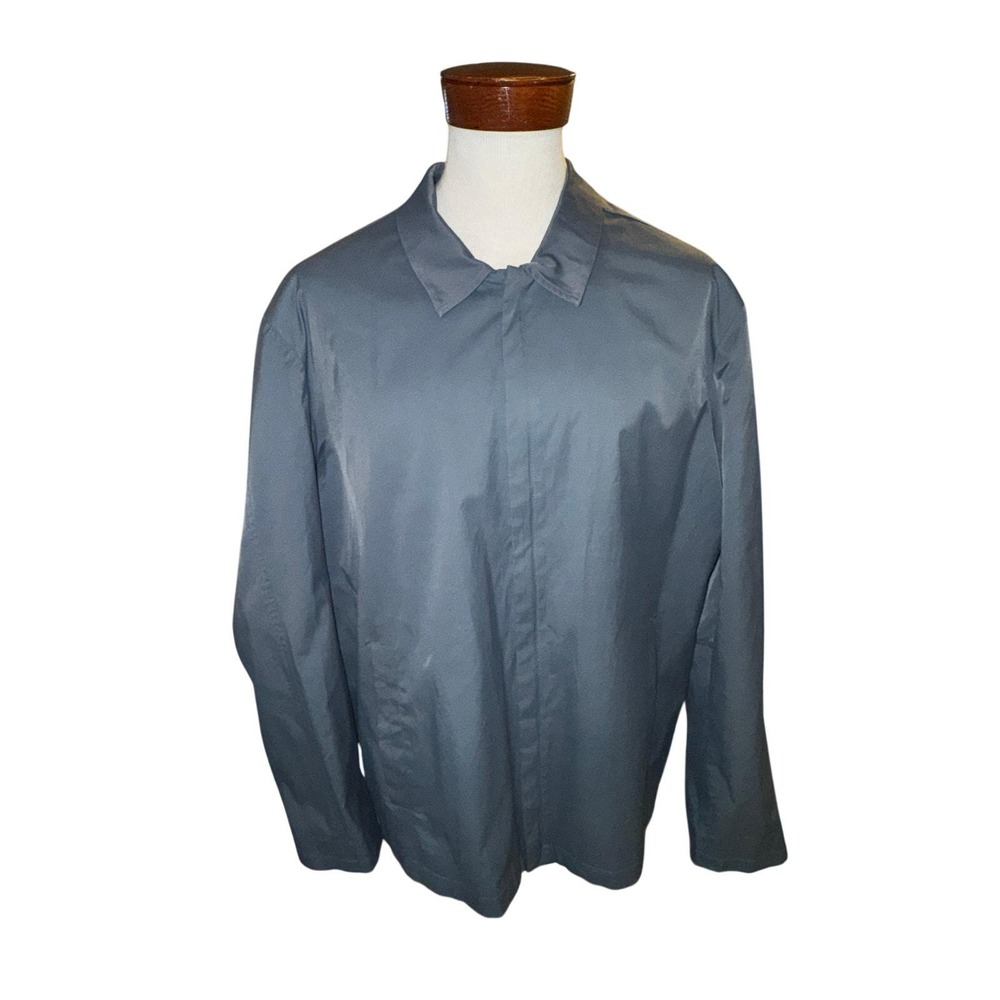 Y2K Banana Republic Jacket Mens Blue Gray Zip Front Cotton Nylon Blend XL